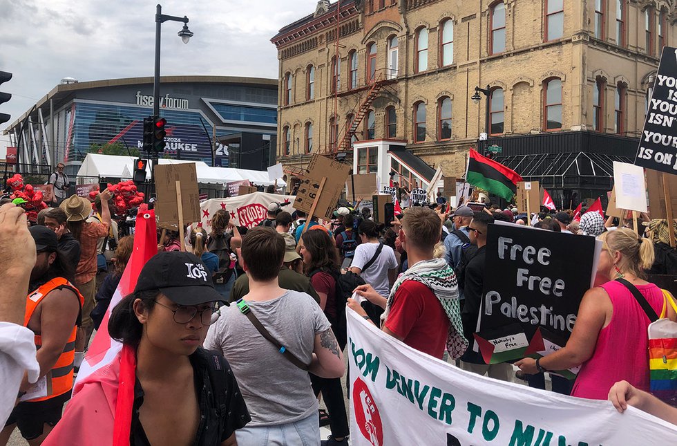 Republican National Convention protestors in Milwaukee July 15, 2024