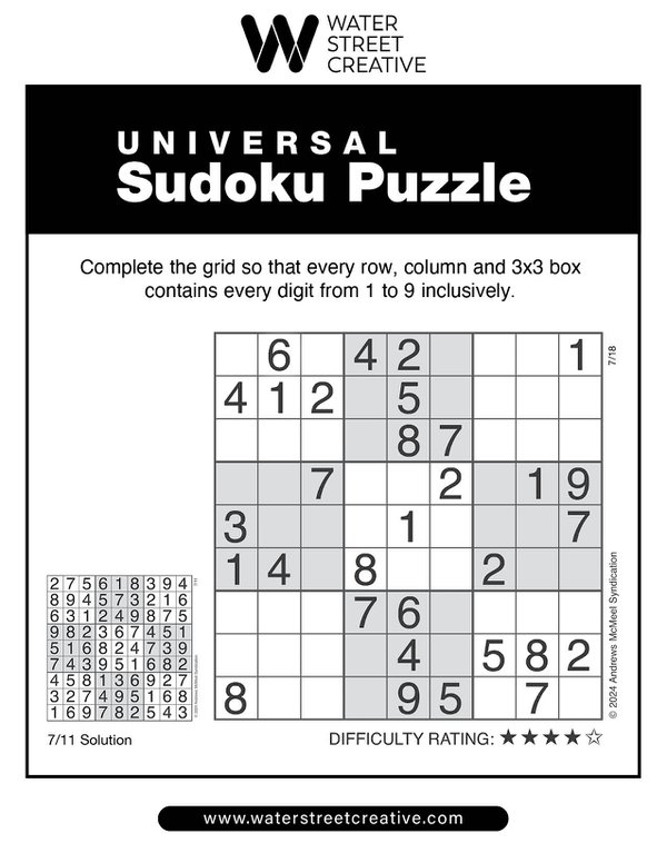 Sudoku: July 18, 2024