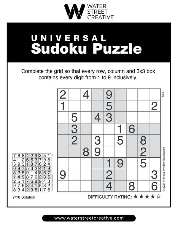 Sudoku: July 25, 2024