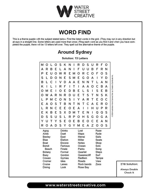 Word Find: July 25, 2024