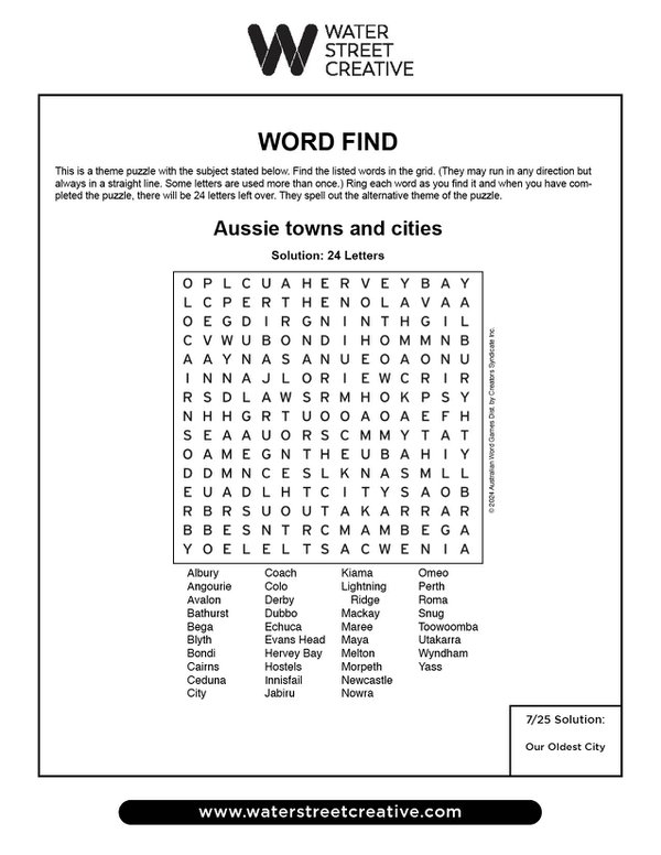 Word Find: August 1, 2024