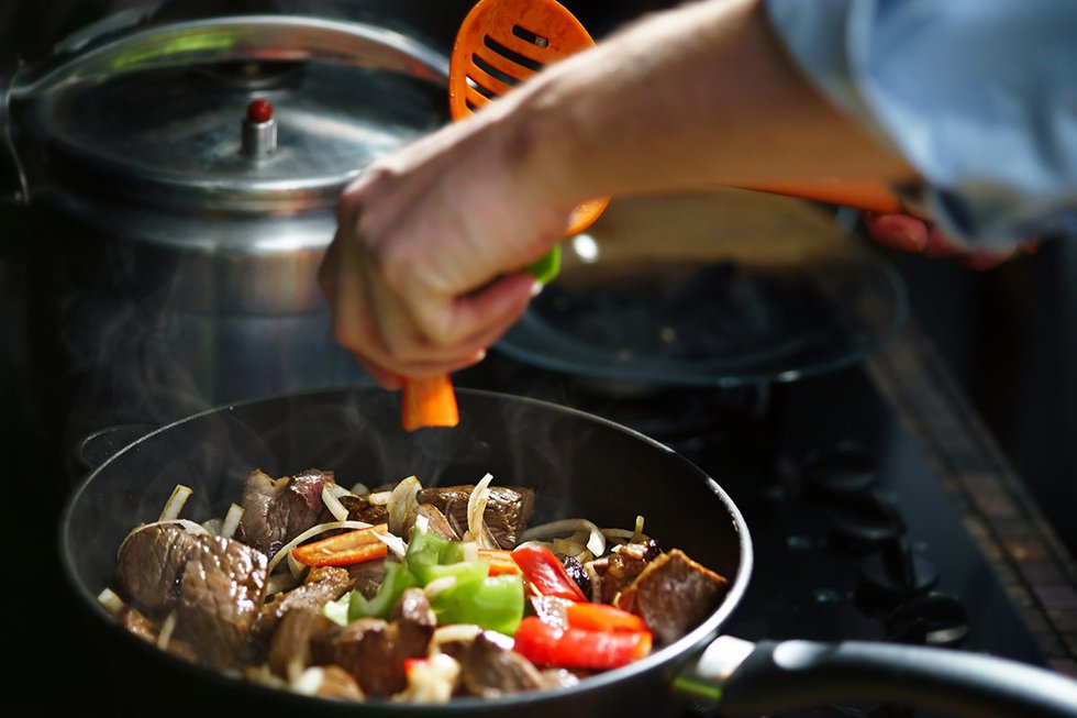 Cooking on stove