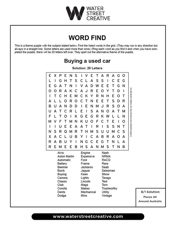 Word Find: August 8, 2024