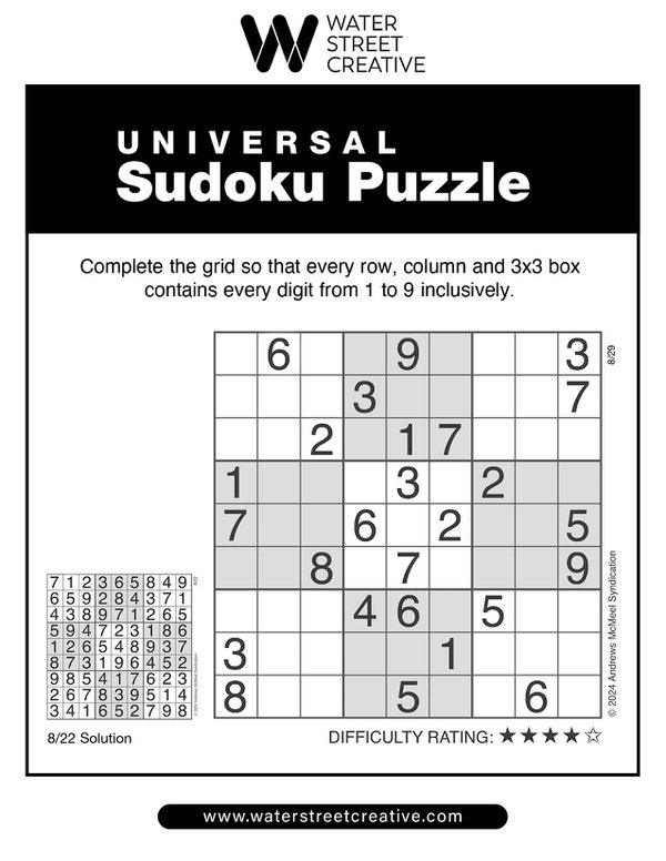 Sudoku: August 29, 2024