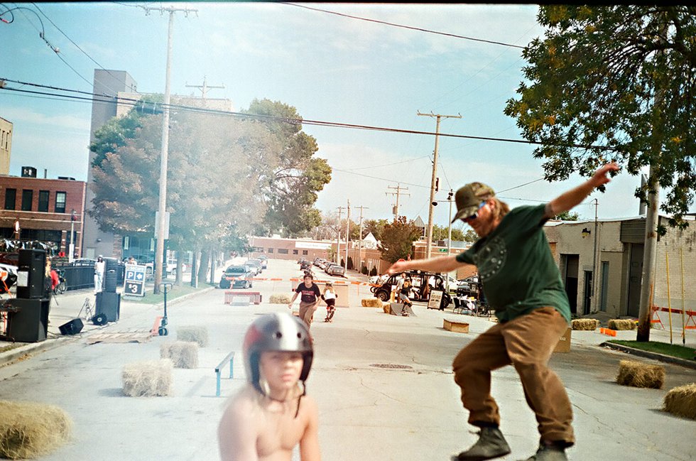 Skateboarding at Anodyne Bean Plant Block Party