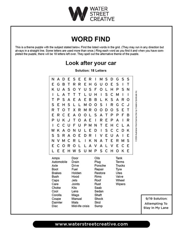 Word Find: September 26, 2024