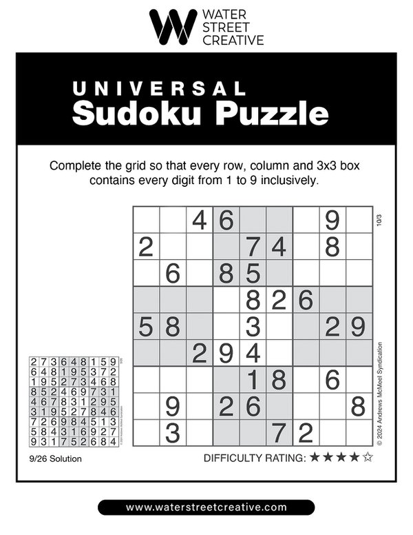 Sudoku: October 3, 2024