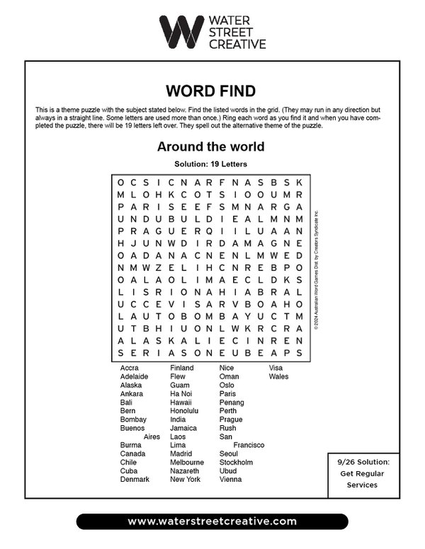 Word Find: October 3, 2024