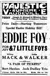 Eddie Foy 1916 ad for The Majestic