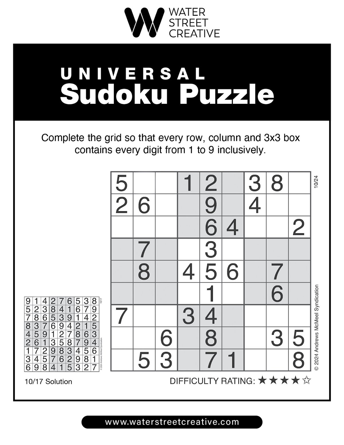 Sudoku October 24, 2024 Shepherd Express