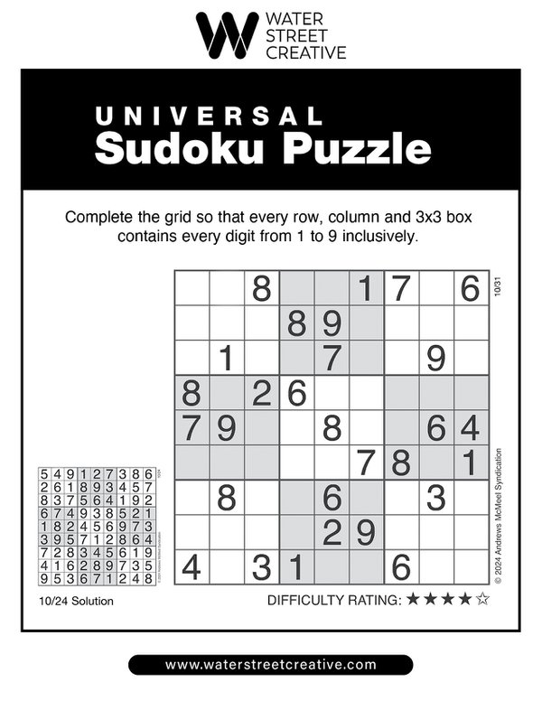 Sudoku: October 31, 2024