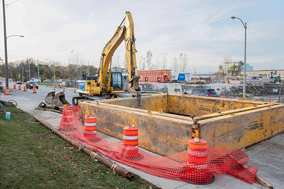 Construction zone on Lincoln Ave. in Milwaukee