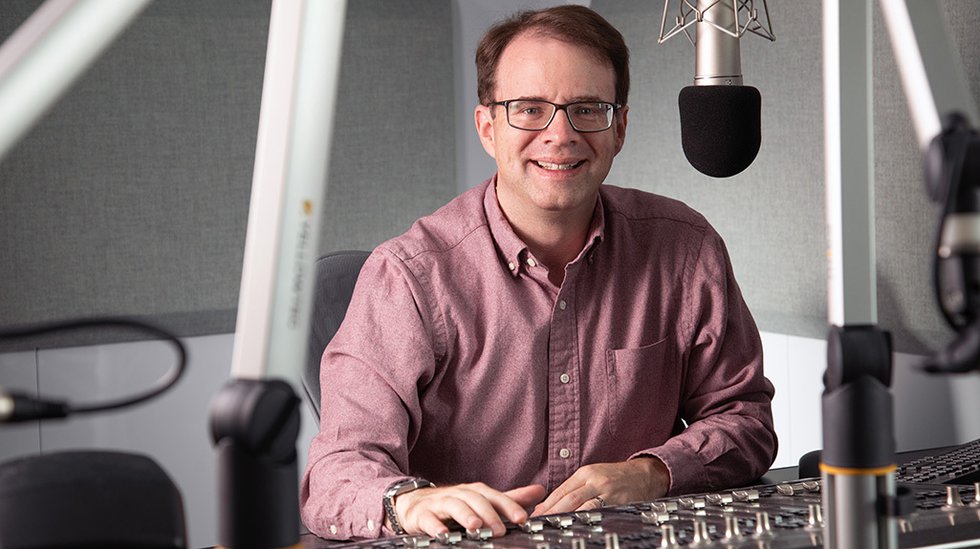 Jason Heilman in the WPR studios in Milwaukee