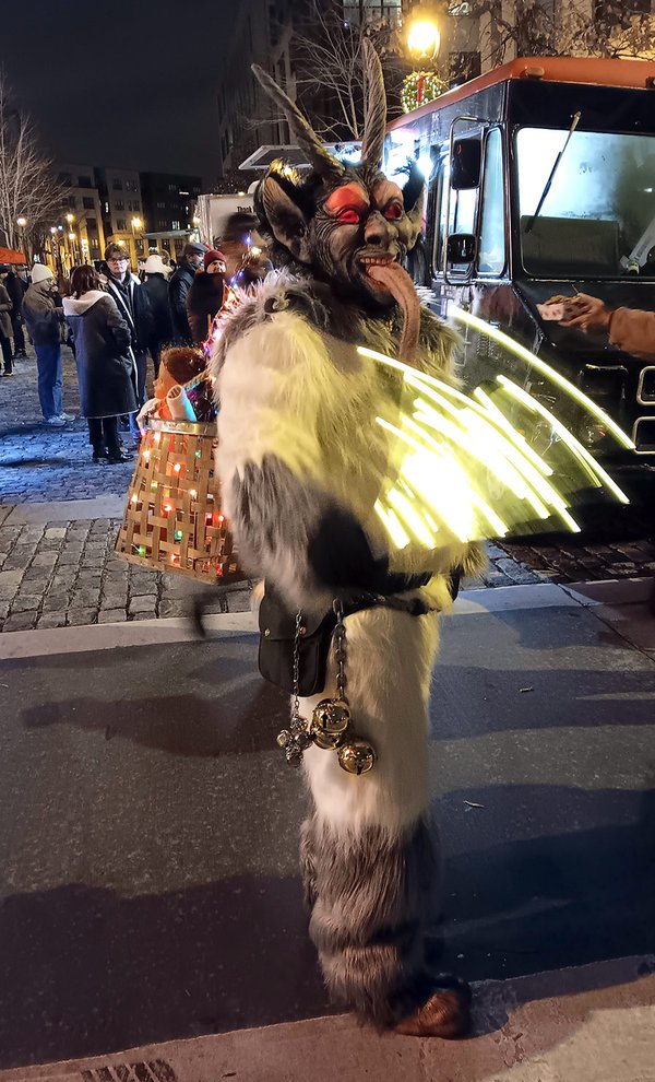 A Krampus ready to ply his trade in weeding out the naughty children from the good.