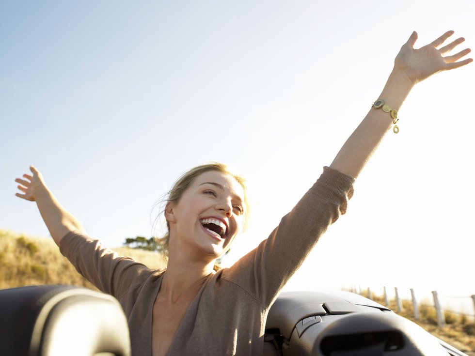 Woman laughing with joy