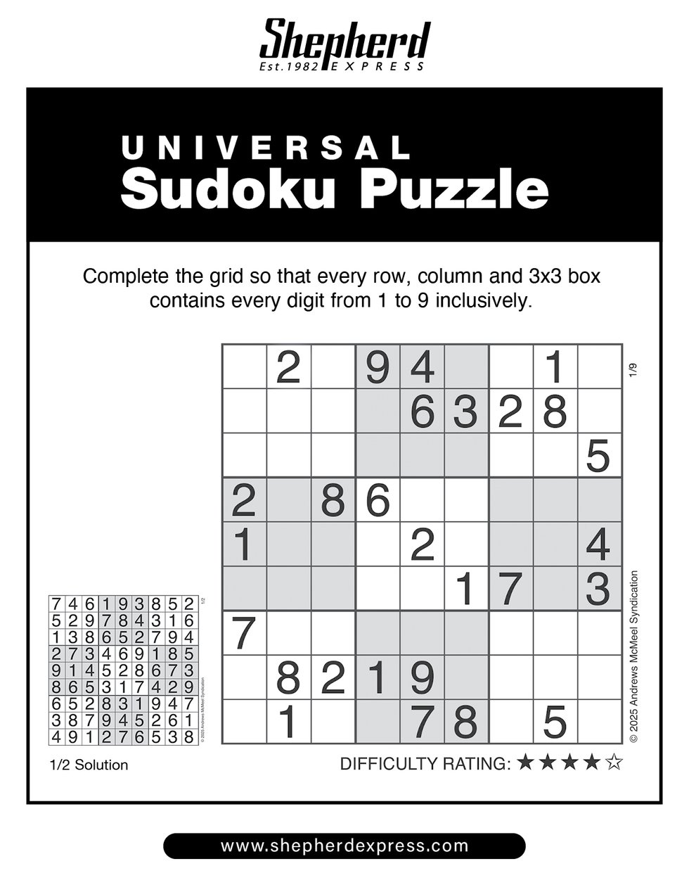 Sudoku: January 9, 2025