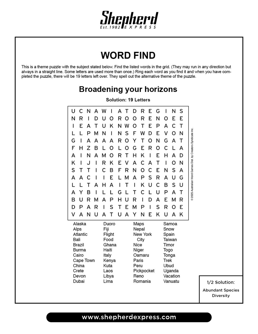 Word Find: January 9, 2025